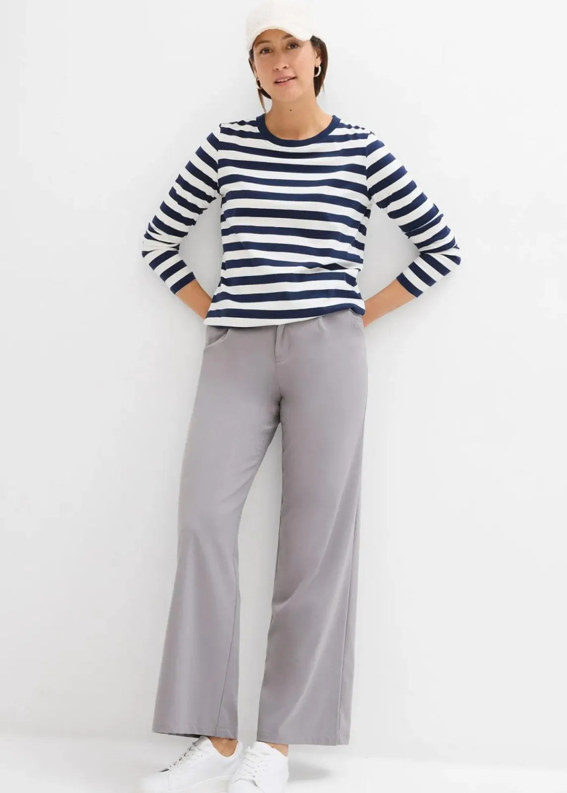 bonprix Shirts & Tops|Basics^Streifenshirt aus reiner Bio-Baumwolle dunkelblau/wollweiß gestreift