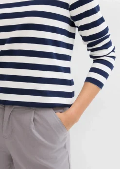 bonprix Shirts & Tops|Basics^Streifenshirt aus reiner Bio-Baumwolle dunkelblau/wollweiß gestreift