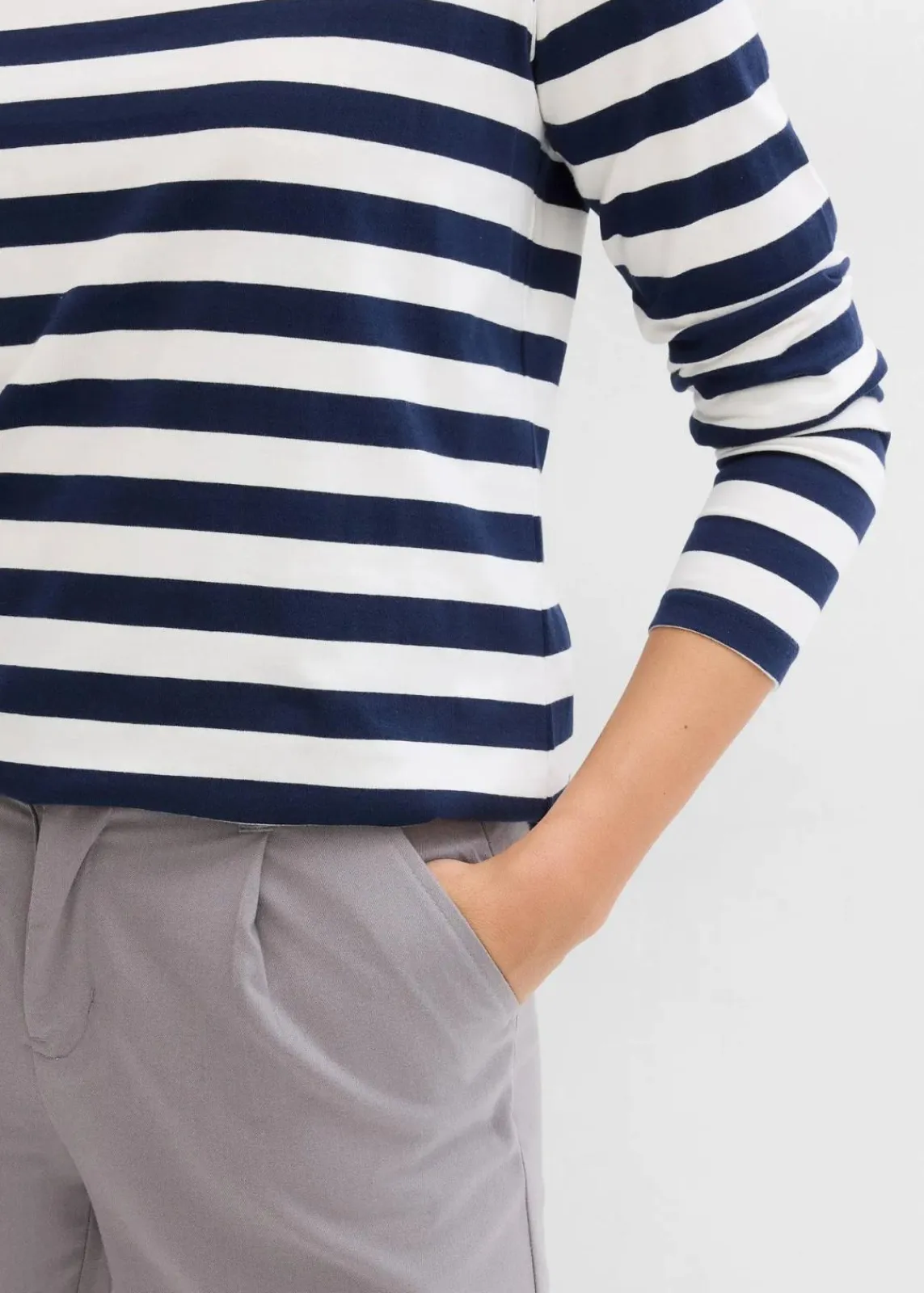 bonprix Shirts & Tops|Basics^Streifenshirt aus reiner Bio-Baumwolle dunkelblau/wollweiß gestreift