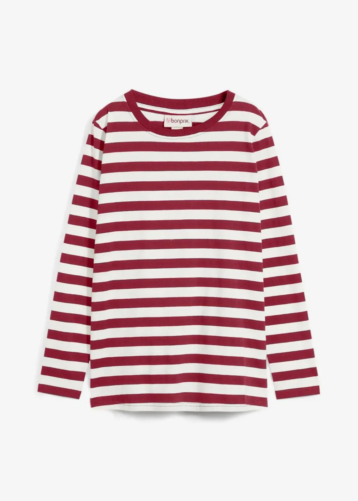 bonprix Shirts & Tops|Basics^Streifenshirt aus reiner Bio-Baumwolle pflaumenrot/wollweiß gestreift