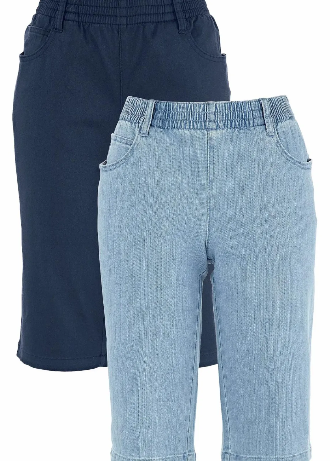 bonprix Shorts|Bekleidung·Outdoorbekleidung^Stretch-Bermuda (2er Pack) dunkelblau + hellblau denim