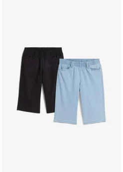 bonprix Bekleidung·Outdoorbekleidung|Shorts^Stretch-Bermuda (2er Pack) schwarz + blue bleached