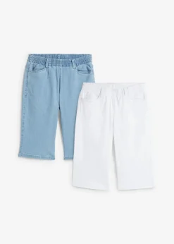 bonprix Shorts|Bekleidung·Outdoorbekleidung^Stretch-Bermuda (2er Pack) weiß + blue bleached