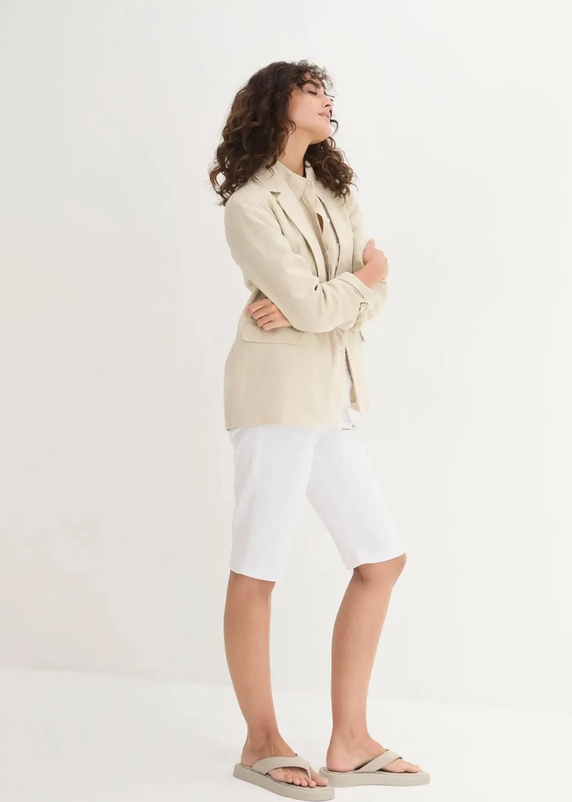 bonprix Shorts|Bekleidung·Outdoorbekleidung^Stretch-Bermuda (2er Pack) weiß + blue bleached