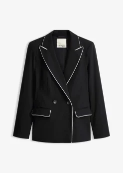 bonprix Bekleidung·Basics|Blazer^Stretch-Blazer aus Bengalin schwarz/wollweiß