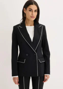 bonprix Bekleidung·Basics|Blazer^Stretch-Blazer aus Bengalin schwarz/wollweiß