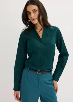 bonprix Bekleidung·Jacken & Mäntel|Blusen & Tuniken^Stretch-Bluse tiefgrün