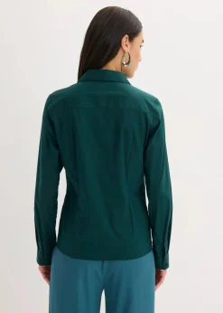 bonprix Bekleidung·Jacken & Mäntel|Blusen & Tuniken^Stretch-Bluse tiefgrün