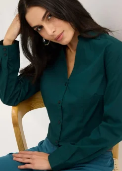 bonprix Bekleidung·Jacken & Mäntel|Blusen & Tuniken^Stretch-Bluse tiefgrün