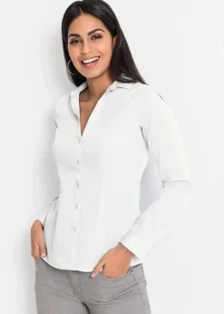 bonprix Blusen & Tuniken|Bekleidung·Jacken & Mäntel^Stretch-Bluse wollweiß