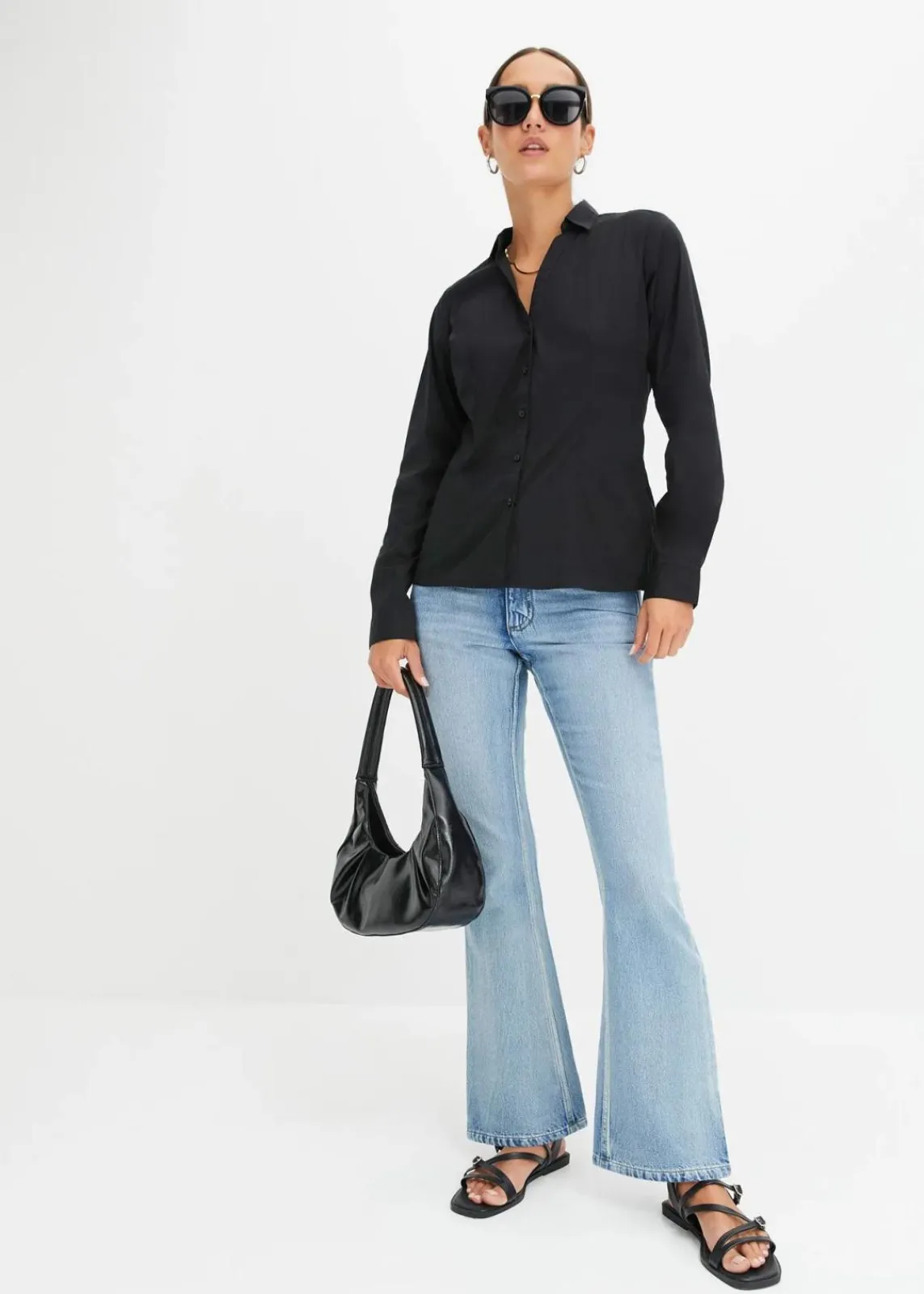 bonprix Blusen & Tuniken|Bekleidung·Jacken & Mäntel^Stretch-Bluse schwarz