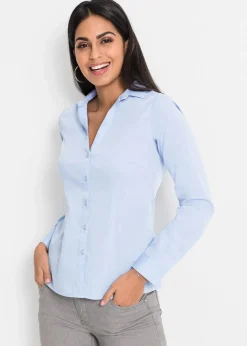 bonprix Blusen & Tuniken|Bekleidung·Jacken & Mäntel^Stretch-Bluse perlblau
