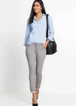 bonprix Blusen & Tuniken|Bekleidung·Jacken & Mäntel^Stretch-Bluse perlblau