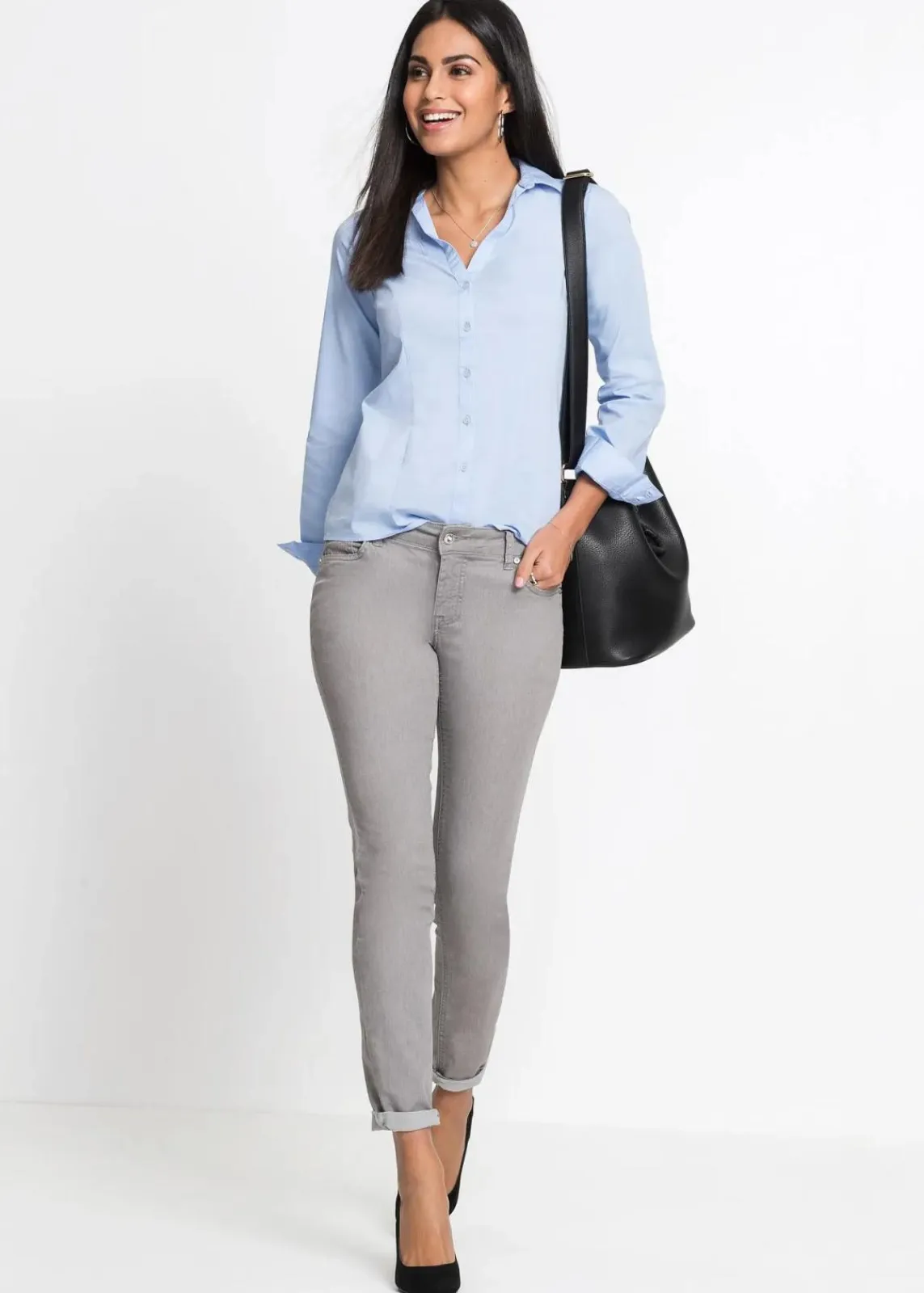 bonprix Blusen & Tuniken|Bekleidung·Jacken & Mäntel^Stretch-Bluse perlblau
