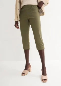 bonprix Hosen^Stretchcapri mit Schlupfbund dunkeloliv