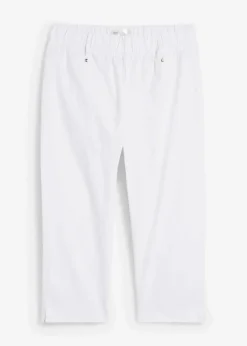 bonprix Hosen^Stretchcapri mit Schlupfbund weiß