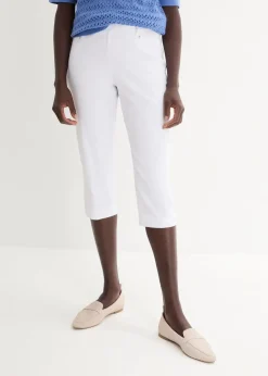 bonprix Hosen^Stretchcapri mit Schlupfbund weiß