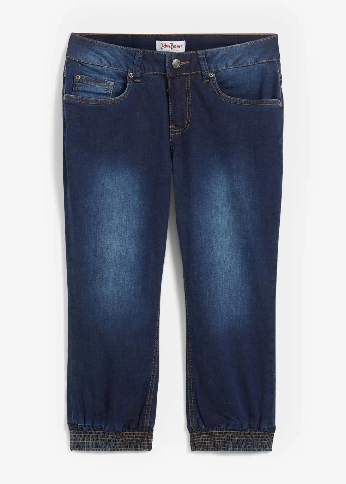 bonprix Bekleidung·Shirts & Tops|Jeans^Stretch-Capri-Jeans dunkelblau used