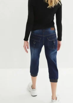 bonprix Bekleidung·Shirts & Tops|Jeans^Stretch-Capri-Jeans dunkelblau used
