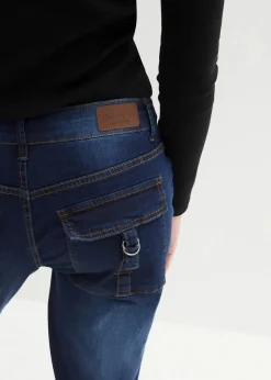 bonprix Bekleidung·Shirts & Tops|Jeans^Stretch-Capri-Jeans dunkelblau used