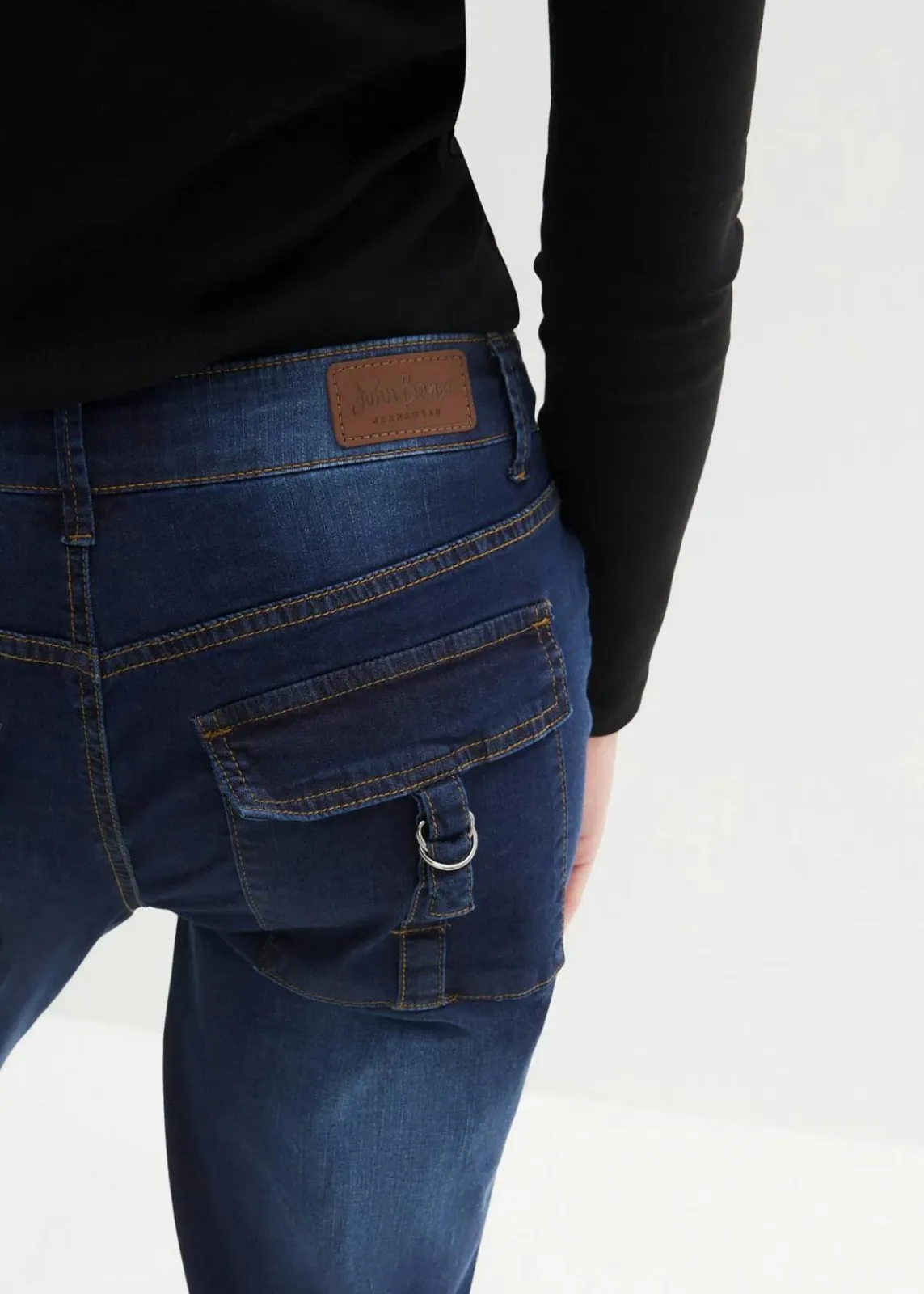 bonprix Bekleidung·Shirts & Tops|Jeans^Stretch-Capri-Jeans dunkelblau used