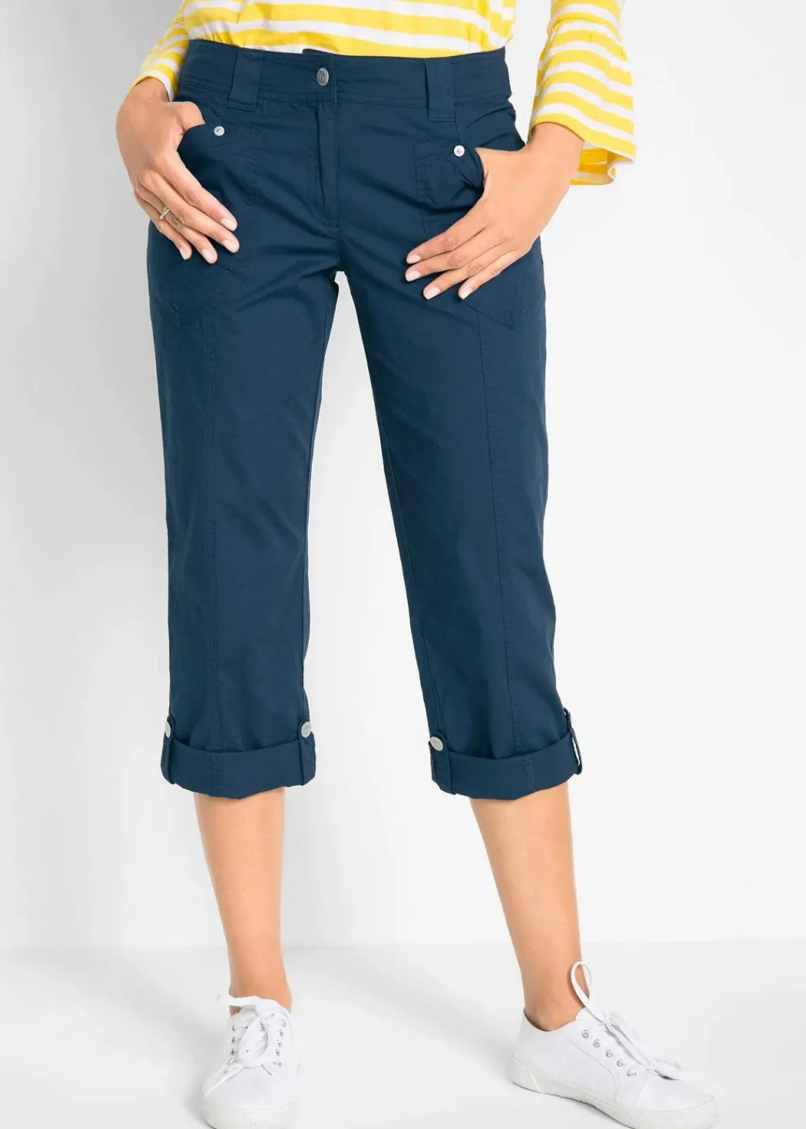bonprix Hosen|Bekleidung·Kleider^Stretch-Cargo-Hose, 3/4-Länge dunkelblau