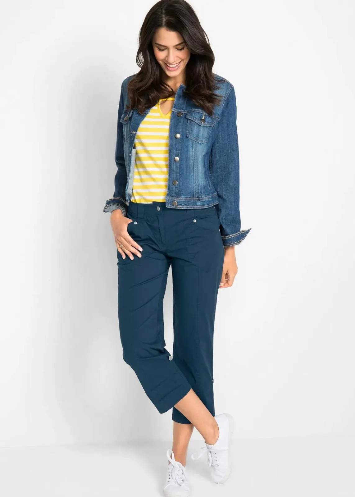 bonprix Hosen|Bekleidung·Kleider^Stretch-Cargo-Hose, 3/4-Länge dunkelblau
