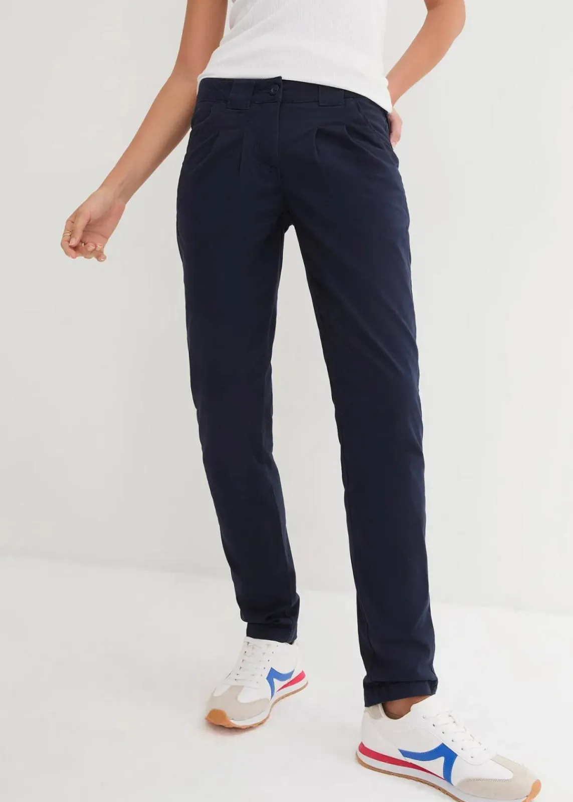 bonprix Kurzgrößen|Hosen^Stretch-Chinohose dunkelblau