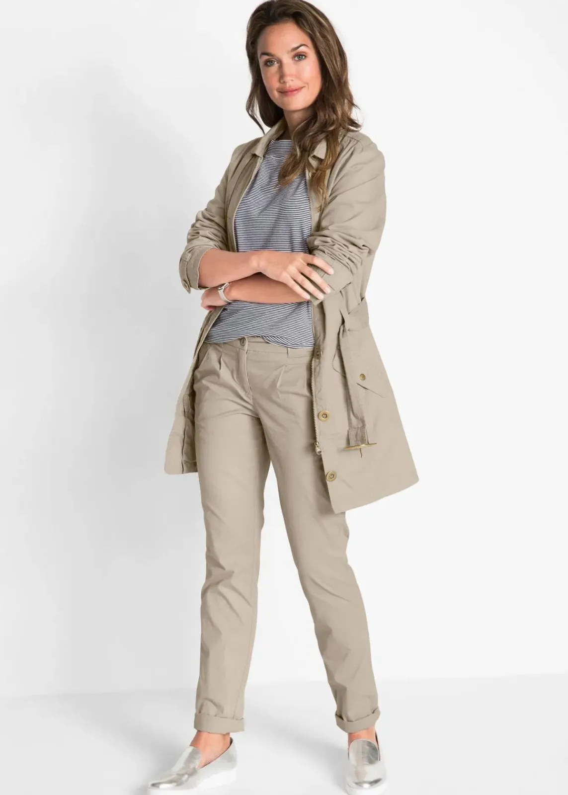 bonprix Kurzgrößen|Bekleidung·Kleider^Stretch-Chinohose sand