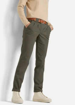 bonprix Kurzgrößen|Hosen^Stretch-Chinohose dunkeloliv