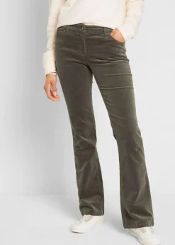 bonprix Hosen|Bekleidung·Kleider^Stretch-Cordhose, Bootcut dunkeloliv