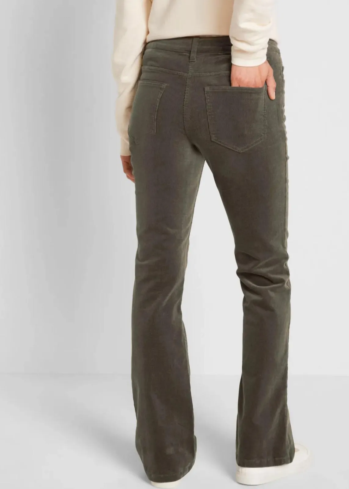 bonprix Hosen|Bekleidung·Kleider^Stretch-Cordhose, Bootcut dunkeloliv