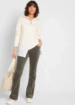 bonprix Hosen|Bekleidung·Kleider^Stretch-Cordhose, Bootcut dunkeloliv