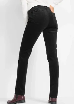 bonprix Bekleidung·Kleider|Nachhaltigere Materialien^Stretch-Cordhose, Slim Fit schwarz