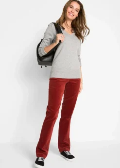 bonprix Hosen|Bekleidung·Kleider^Stretch-Cordhose, Straight kastanienrot