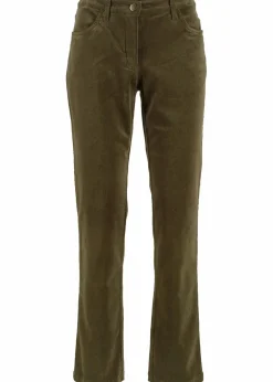bonprix Hosen|Bekleidung·Kleider^Stretch-Cordhose, Straight dunkeloliv