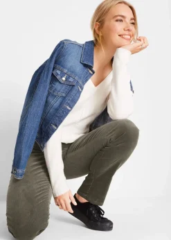 bonprix Hosen|Bekleidung·Kleider^Stretch-Cordhose, Straight dunkeloliv