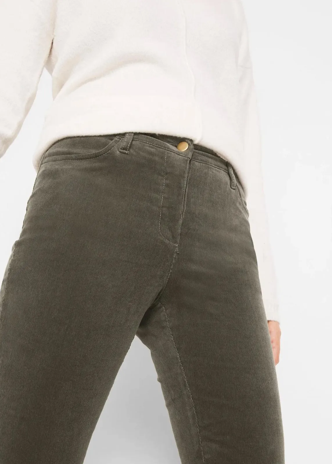 bonprix Hosen|Bekleidung·Kleider^Stretch-Cordhose, Straight dunkeloliv