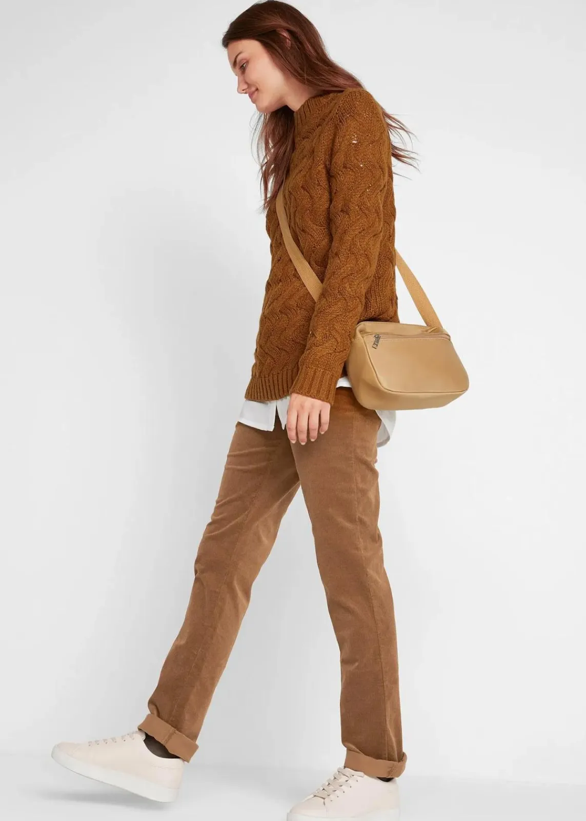 bonprix Hosen|Bekleidung·Kleider^Stretch-Cordhose, Straight cognac braun