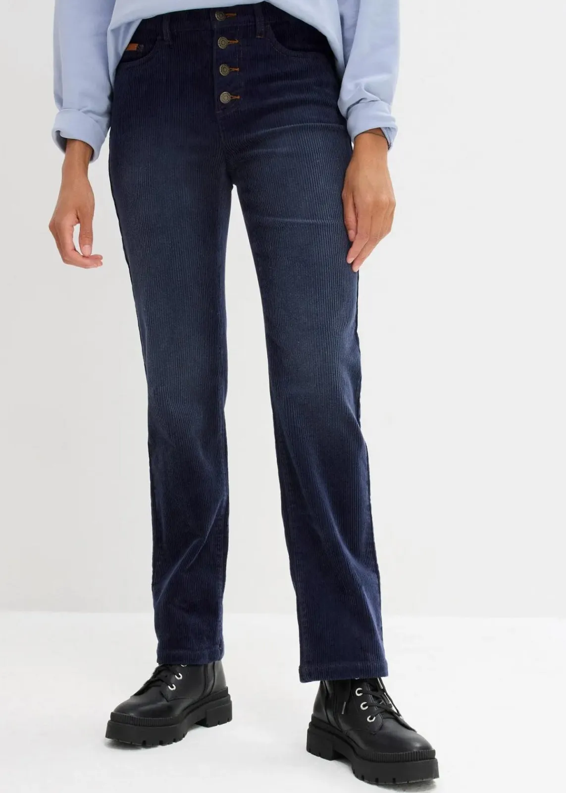 bonprix Bekleidung·Kleider^Stretch-Cordhose, Wide dunkelblau