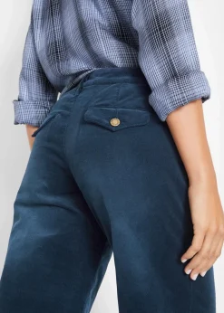 bonprix Hosen|Bekleidung·Kleider^Stretch-Cordhose, Wide dunkelblau used