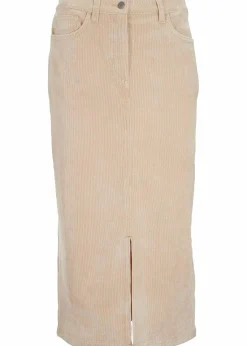 bonprix Röcke|Bekleidung·Sportbekleidung^Stretch-Cord-Rock in Midilänge latte macchiato