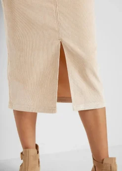 bonprix Röcke|Bekleidung·Sportbekleidung^Stretch-Cord-Rock in Midilänge latte macchiato