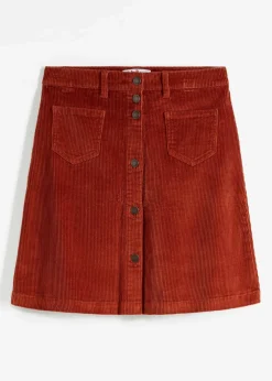 bonprix Röcke|Bekleidung·Sportbekleidung^Stretch-Cordrock mit Knopfleiste rostbraun