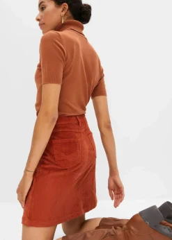 bonprix Röcke|Bekleidung·Sportbekleidung^Stretch-Cordrock mit Knopfleiste rostbraun
