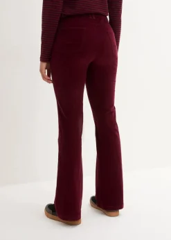 bonprix Hosen|Bekleidung·Kleider^Stretch-Cord-Schlaghose mit High-Waist-Bequembund dunkelbeere