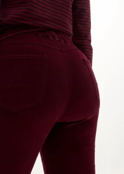 bonprix Hosen|Bekleidung·Kleider^Stretch-Cord-Schlaghose mit High-Waist-Bequembund dunkelbeere