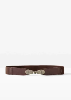 bonprix Gürtel|Schuhe & Accessoires In Spezialgrößen·Gürtel^Stretchgürtel kaffeebraun/goldfarben