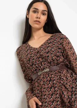 bonprix Gürtel|Schuhe & Accessoires In Spezialgrößen·Gürtel^Stretchgürtel kaffeebraun/goldfarben