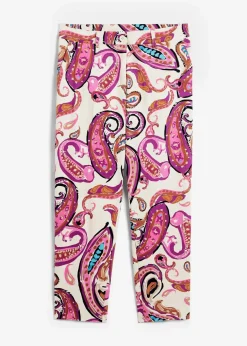 bonprix Bekleidung·Kleider|Hosen^7/8-Stretchhhose wollweiß/violettorchidee paisley